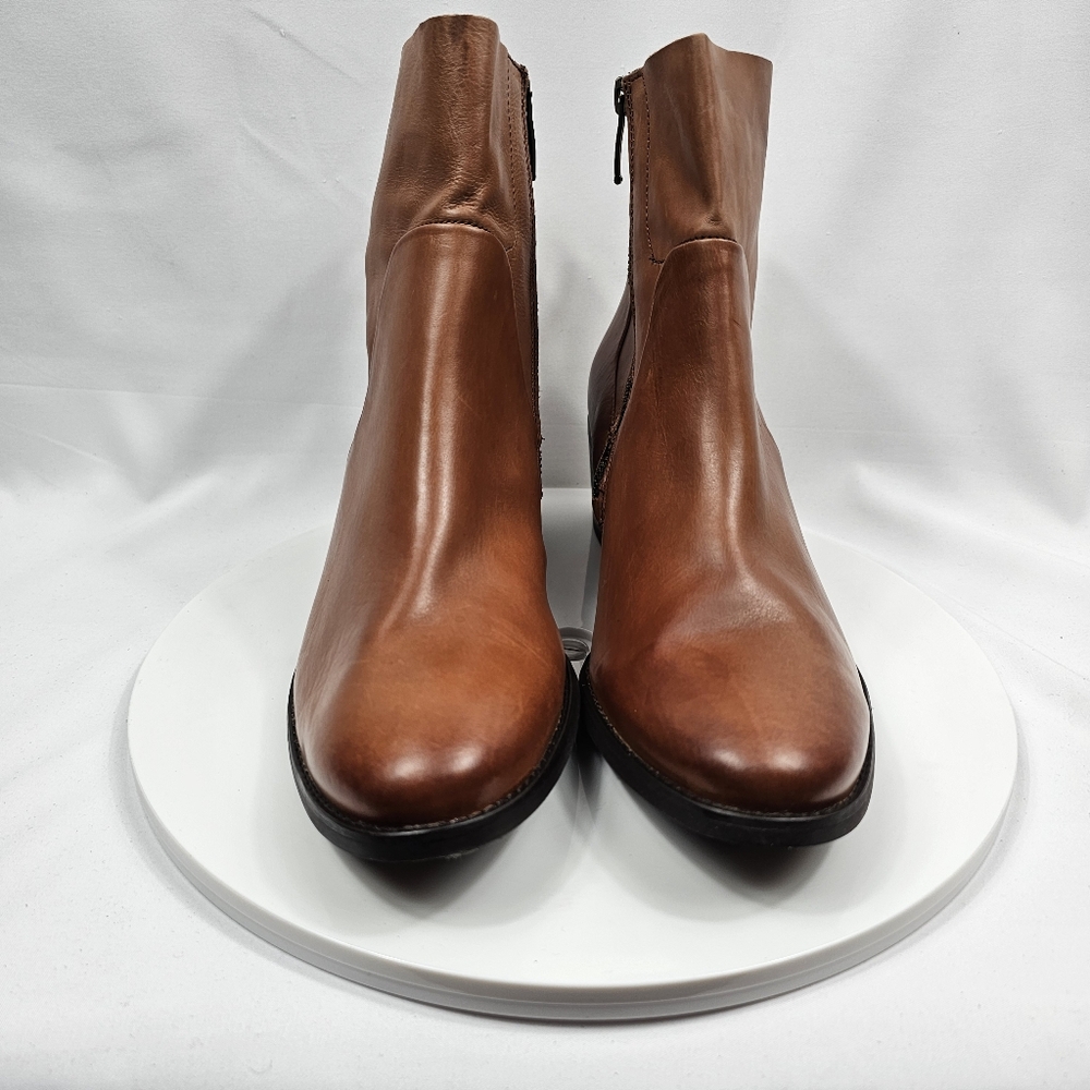 NWOT Paul Green Suzette Bootie Ankle Boot Heel Leather Zipper Brown Cognac 6.5 9 - Picture 4 of 16